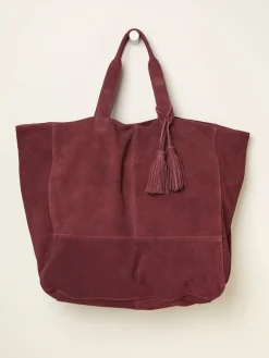 Fat Face FatFace Margot Burgundy Red Suede Tote Bag Hot