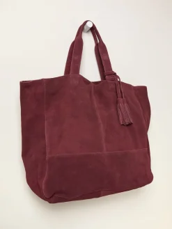 Fat Face FatFace Margot Burgundy Red Suede Tote Bag Hot