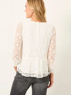 Fat Face FatFace Marianne Lace Round Neck Top Ivory New