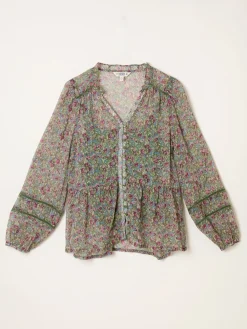 Fat Face FatFace Mel Green Ditsy Garden Petite Blouse Online