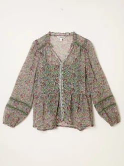 Fat Face FatFace Mel Green Ditsy Garden Blouse Best
