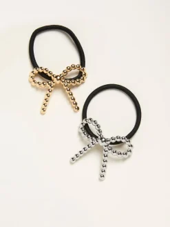 Fat Face FatFace Multi 2 Pack Metal Bow Hair Ties New