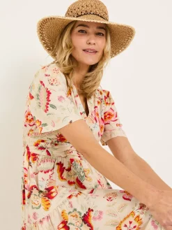 Fat Face FatFace Natural Crochet Straw Hat Clearance