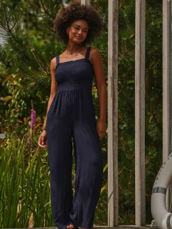 Fat Face FatFace Navy Beachwear Shirred Jumpsuit Sale