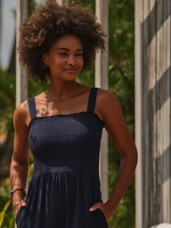 Fat Face FatFace Navy Beachwear Shirred Jumpsuit Sale