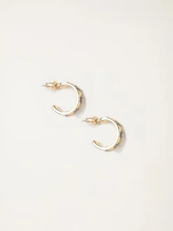 Fat Face FatFace Navy Blue Enamel Daisy Hoop Earrings Online
