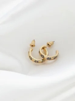 Fat Face FatFace Navy Blue Enamel Daisy Hoop Earrings Online