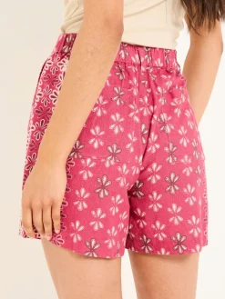 Fat Face FatFace Nell Dark Pink Earth Geo Linen Blend Shorts Discount