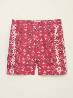 Fat Face FatFace Nell Dark Pink Earth Geo Linen Blend Shorts Discount