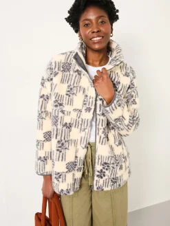 Fat Face FatFace Rosie Ivory Papercut Floral Zip Through Fleece Best