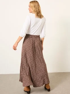 Fat Face FatFace Sadie Midi Skirt Brown Ditsy New