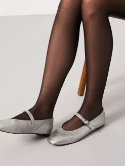 Fat Face FatFace Leather Mary Jane Pump Silver New