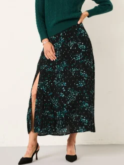 Fat Face FatFace Skye Black Winter Meadow Midi Skirt Hot