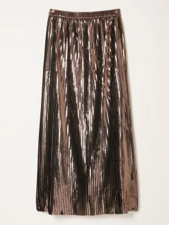Fat Face FatFace Talia Bronze Metallic Pleated Midi Skirt
