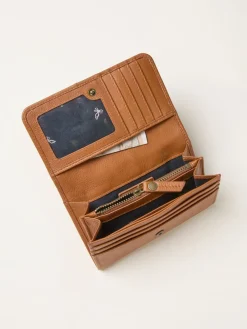 Fat Face FatFace Bow Detail Leather Purse Tan Brown Sale