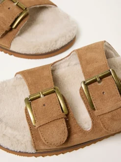 Fat Face FatFace Tan Brown Cosy Borg Lined Leather Footbed Clearance