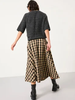 Fat Face FatFace Tilda Black Check Midi Skirt Best