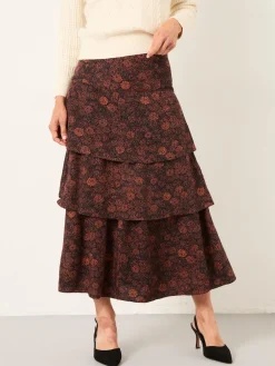 Fat Face FatFace Tonia Black Circle Floral Midi Skirt Outlet