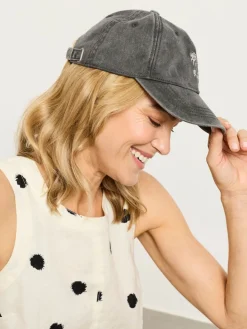 Fat Face FatFace Embroidered Daisy Cap Washed Black Best