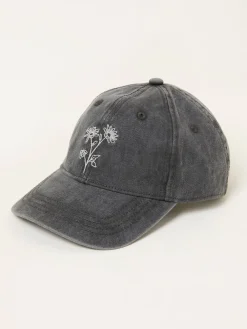Fat Face FatFace Embroidered Daisy Cap Washed Black Best