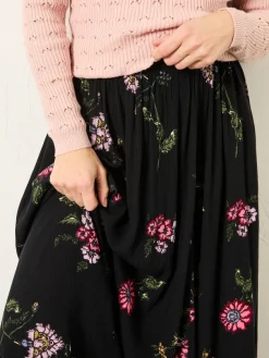 Fat Face FatFace Willow Midi Skirt Black Spring Floral