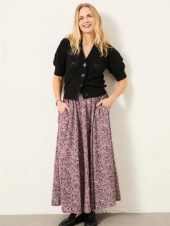 Fat Face FatFace Willow Midi Skirt Plum Purple 2 Tone Floral Hot
