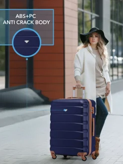 CABIN PRO Flight Knight Medium Blue Check In Hold Luggage Hardcase Travel Suitcases Set Of 2 Discount