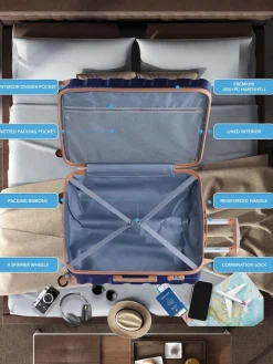 CABIN PRO Flight Knight Medium Blue Check In Hold Luggage Hardcase Travel Suitcases Set Of 2 Discount