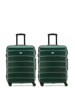CABIN PRO Flight Knight Medium Green Check In Hold Luggage Hardcase Travel Suitcases Set Of 2 Hot