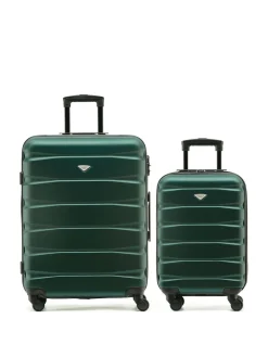 CABIN PRO Flight Knight Medium Green Check In & Small Carry On Hardcase Travel Suitcases Set Of 2 Clearance