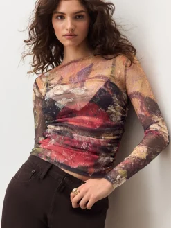 Next Floral Lindsey Cherek Waller Placement Mesh Long Sleeve Top Online