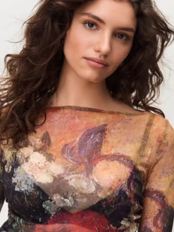 Next Floral Lindsey Cherek Waller Placement Mesh Long Sleeve Top Online