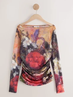 Next Floral Lindsey Cherek Waller Placement Mesh Long Sleeve Top Online