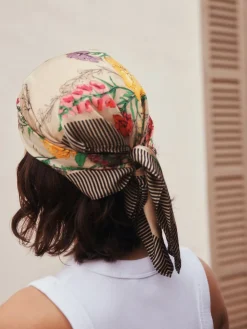 Next Floral Satin Square Scarf New