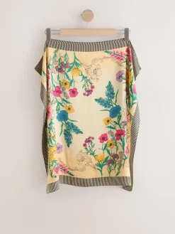 Next Floral Satin Square Scarf New