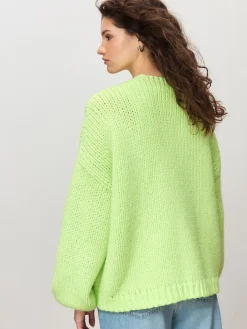 Next Fluro Green Soft Touch Chunky Knit Cardigan Outlet