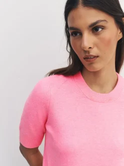 Next Fluro Pink Supersoft Short Sleeve Knitted Top Best