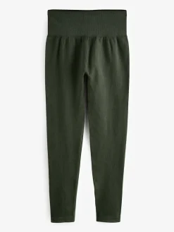 Next Forest Green Ribbed Seamless High Waist Leggings Hot