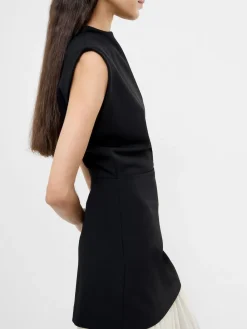 French Connection Black Zion Pleated Skirt Dress
