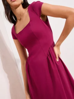 Friends Like These Square Neck Sculpting Stretch Midaxi Dress Berry Red Best