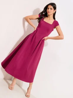 Friends Like These Square Neck Sculpting Stretch Midaxi Dress Berry Red Best