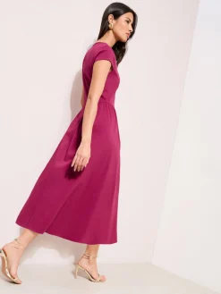 Friends Like These Square Neck Sculpting Stretch Midaxi Dress Berry Red Best