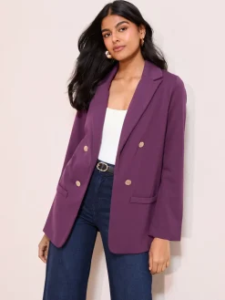 Friends Like These Edge To Edge Ponte Tailored Blazer Berry Hot