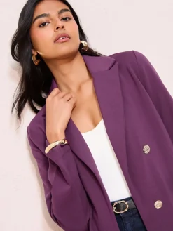 Friends Like These Edge To Edge Ponte Tailored Blazer Berry Hot