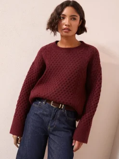 Friends Like These Honeycomb Detail Jumper Berry Red Hot