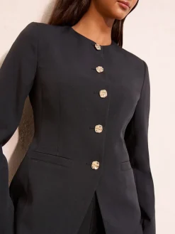 Friends Like These Collarless Button Front Blazer Black Online