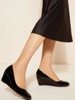 Friends Like These Standard Fit Mid Wedge Round Toe Court Shoes Black Clearance