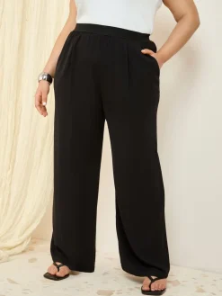 Friends Like These Curve Elasticated Waist Wide Leg Trousers Black Hot