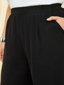 Friends Like These Curve Elasticated Waist Wide Leg Trousers Black Hot