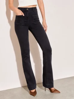 Friends Like These Black High Waist Pocket Flare Jeans Hot